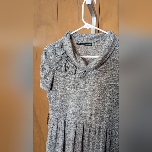 Maurices Heather Gray Knit Cowl Neck A Line Lightweight Sweater Dress Medium GUC - Picture 3 of 7